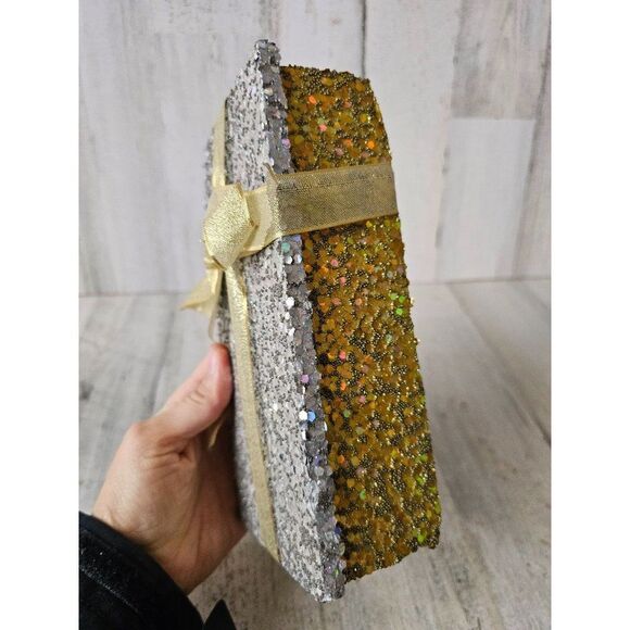 Large silver gold sparkle present Xmas decor Styrofoam - Picture 3 of 9